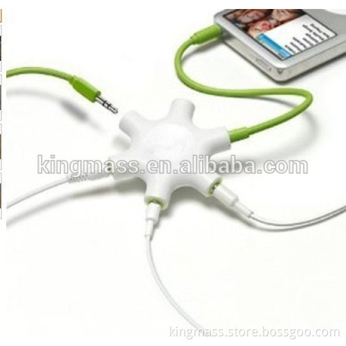 6 way headphone music share splitter